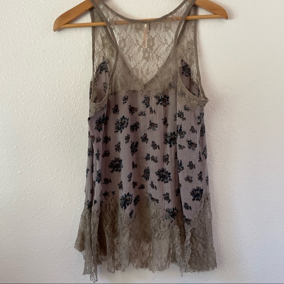 Free People Floral Lace Fringe Camisole/Tank Bell Trapeze Size XS - Picture 8 of 11